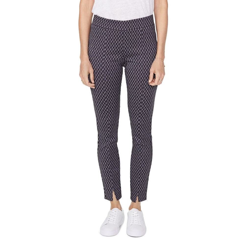 NYDJ Charcoal Diamond Printed Tummy Control Pull-On High Rise Pants Size 2 NWT - Picture 2 of 8